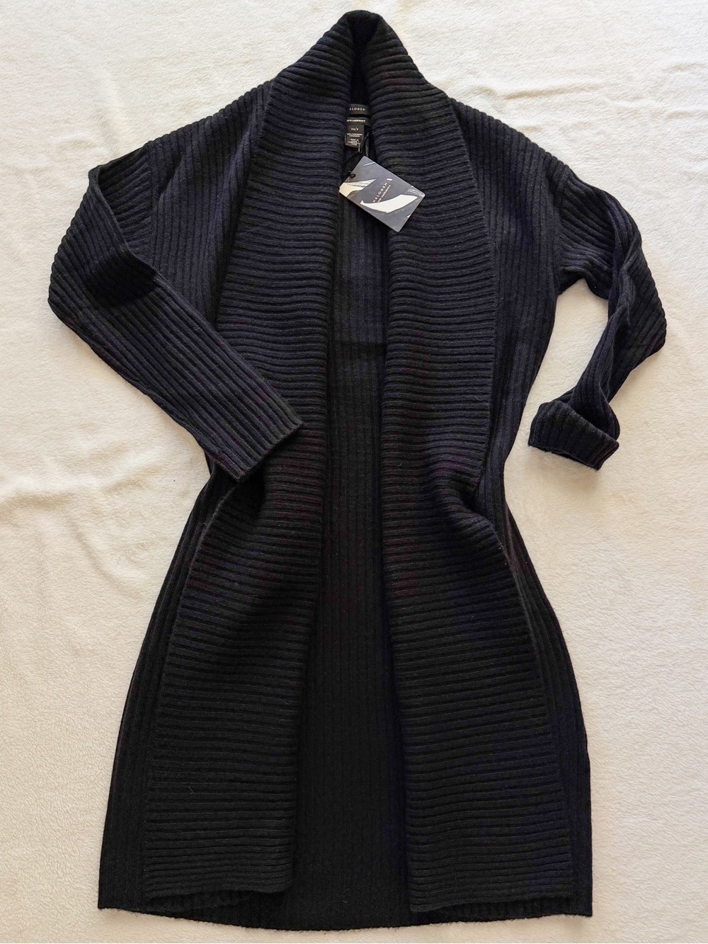 NWT Halogen 100% Cashmere Ribbed Long Open-Front Cardigan Duster Nordstrom